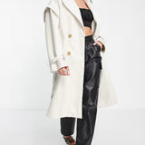 Aria Cove Vegan Leather Drop Shoulder Trench Coat In Cream