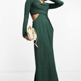 ASOS DESIGN Drape Midi Dress With Wrap Detail In Green