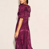 Nobody's Child Plum Satin Jacquard Moira Midaxi Dress