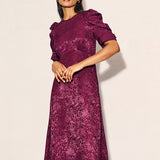 Nobody's Child Plum Satin Jacquard Moira Midaxi Dress