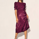 Nobody's Child Plum Satin Jacquard Moira Midaxi Dress