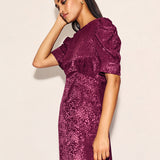 Nobody's Child Plum Satin Jacquard Moira Midaxi Dress