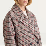 Nobody's Child Oversized Heritage Check Double Breasted Wool Blend Coat