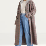 Nobody's Child Oversized Heritage Check Double Breasted Wool Blend Coat