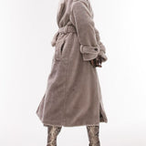 Topshop Petite Borg Trench Coat In Grey