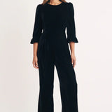 Nobody's Child Black Velvet Frill Sleeve Fleur Jumpsuit