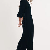 Nobody's Child Black Velvet Frill Sleeve Fleur Jumpsuit