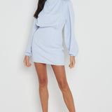 Pretty Lavish Rachel Pleated Blue Mini Dress