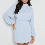 Pretty Lavish Rachel Pleated Blue Mini Dress