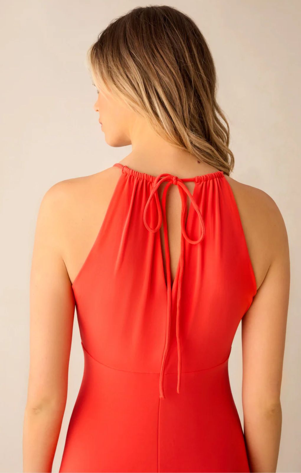 Ro&Zo Coral Red Halterneck Midi Dress