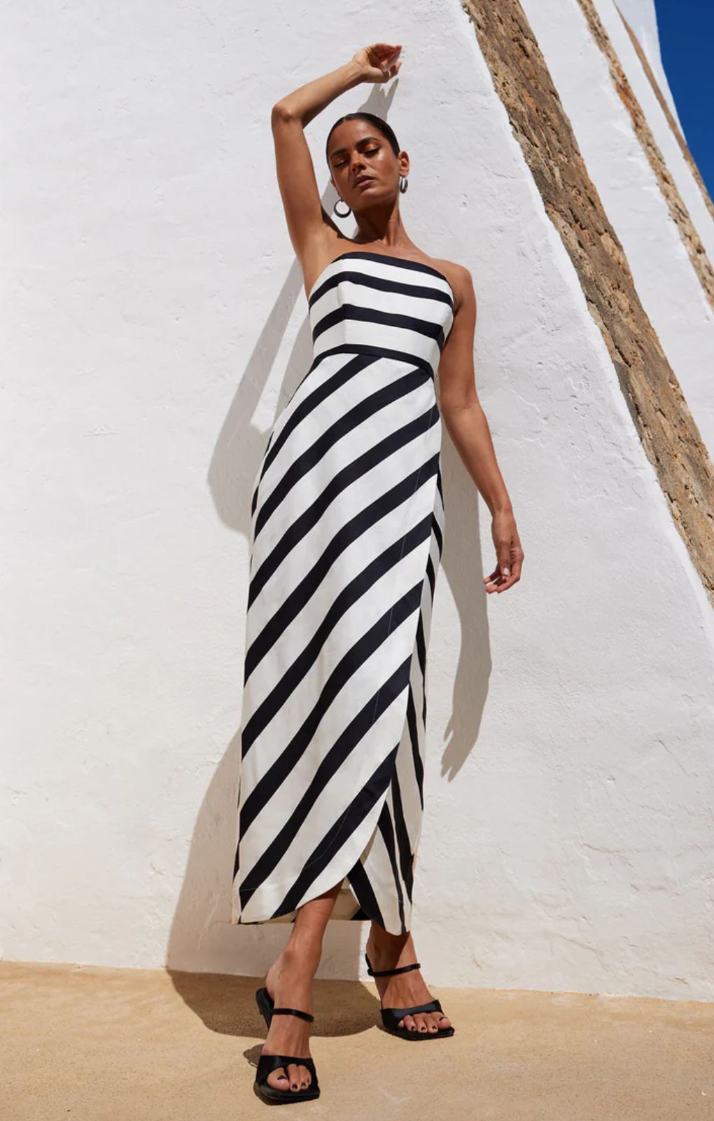 Ro&Zo Penelope Stripe Bandeau Wrap Dress