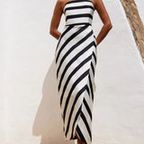 Ro&Zo Penelope Stripe Bandeau Wrap Dress