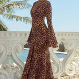 Runaway The Label Sari Leopard Print Maxi Dress