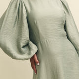 Nobody's Child Sage Green Linen-blend Balloon Sleeve Zola Midaxi Dress