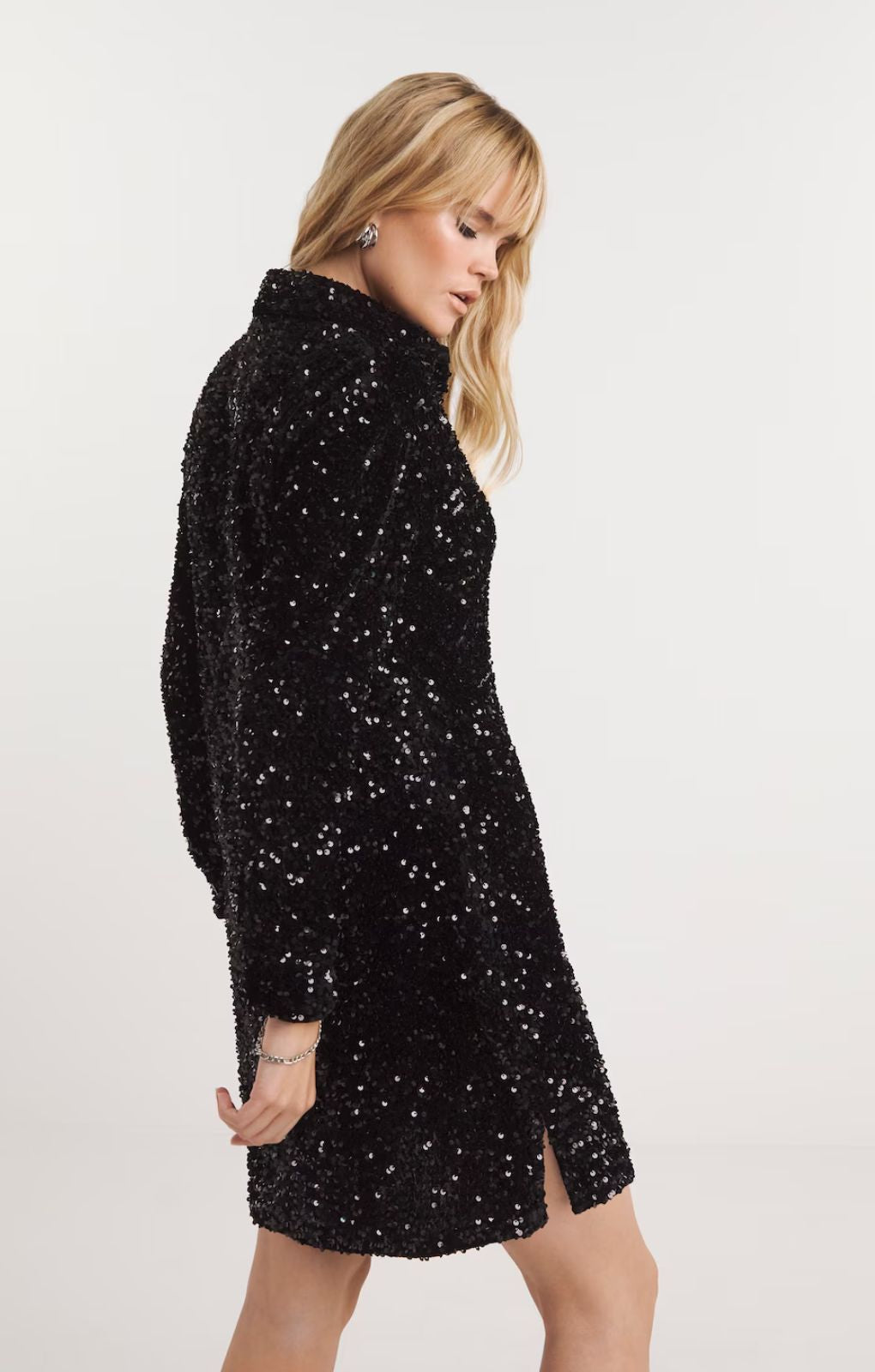 Simply Be Black Sequin Shirt Dress