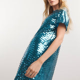 Simply Be Blue Sequin T-shirt Dress