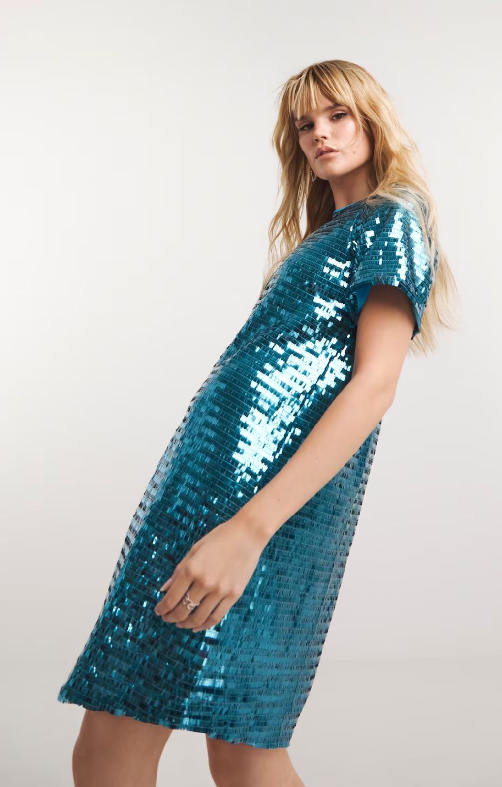 Simply Be Blue Sequin T-shirt Dress