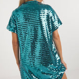 Simply Be Blue Sequin T-shirt Dress