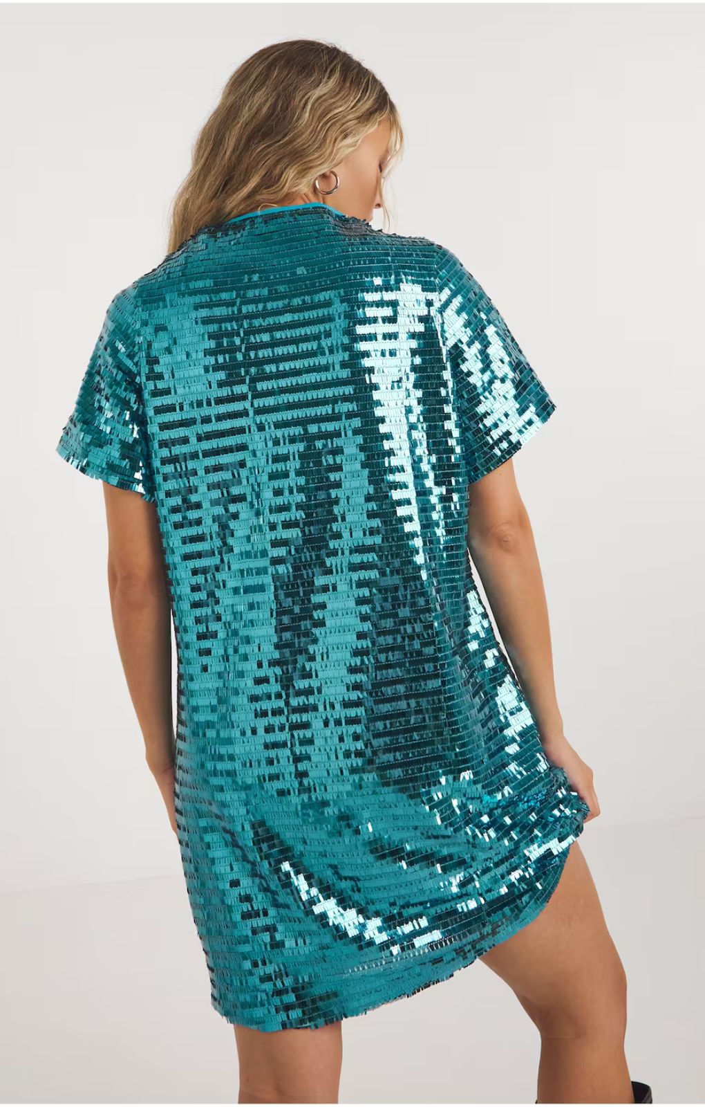 Simply Be Blue Sequin T-shirt Dress