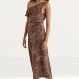 Nobody's Child Leopard Print Off Shoulder Skylar Midi Dress