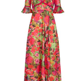 Hope & Ivy Isla Red Floral Split Maxi Dress