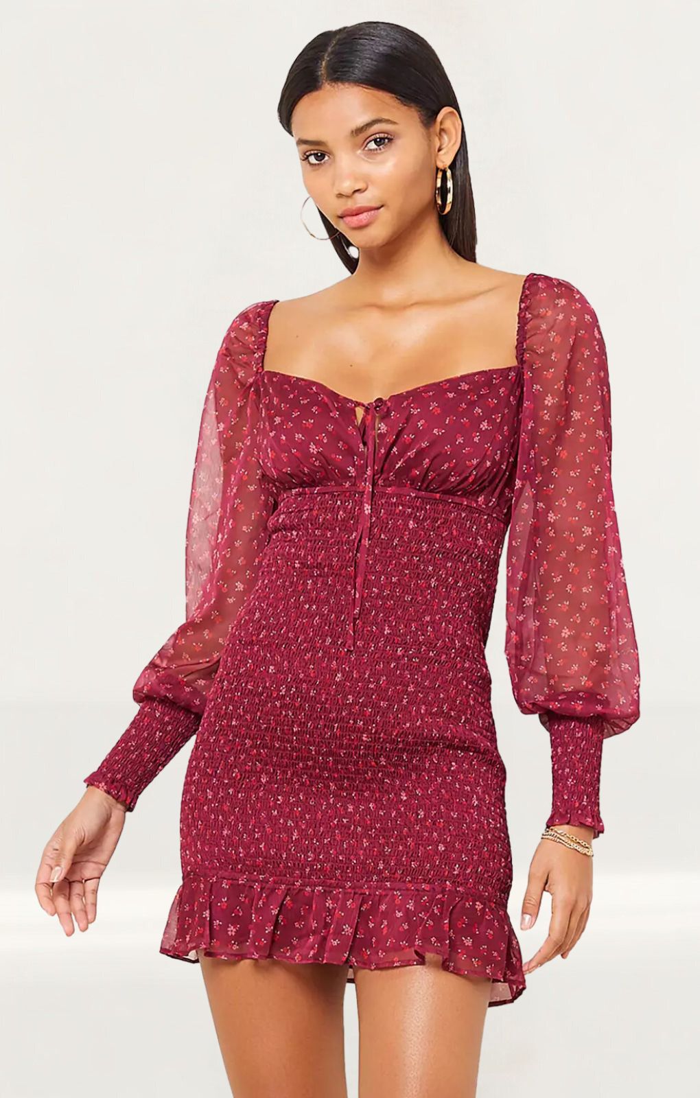 The East Order Burgundy Ginger Mini Dress