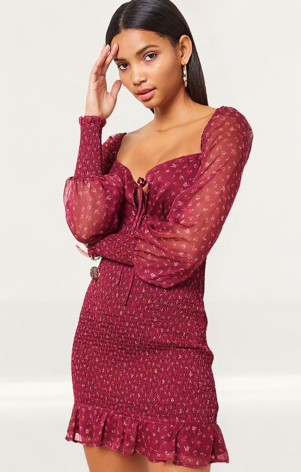 The East Order Burgundy Ginger Mini Dress