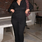 Glamorous Curve Black Cinch Waist Jumpsuit