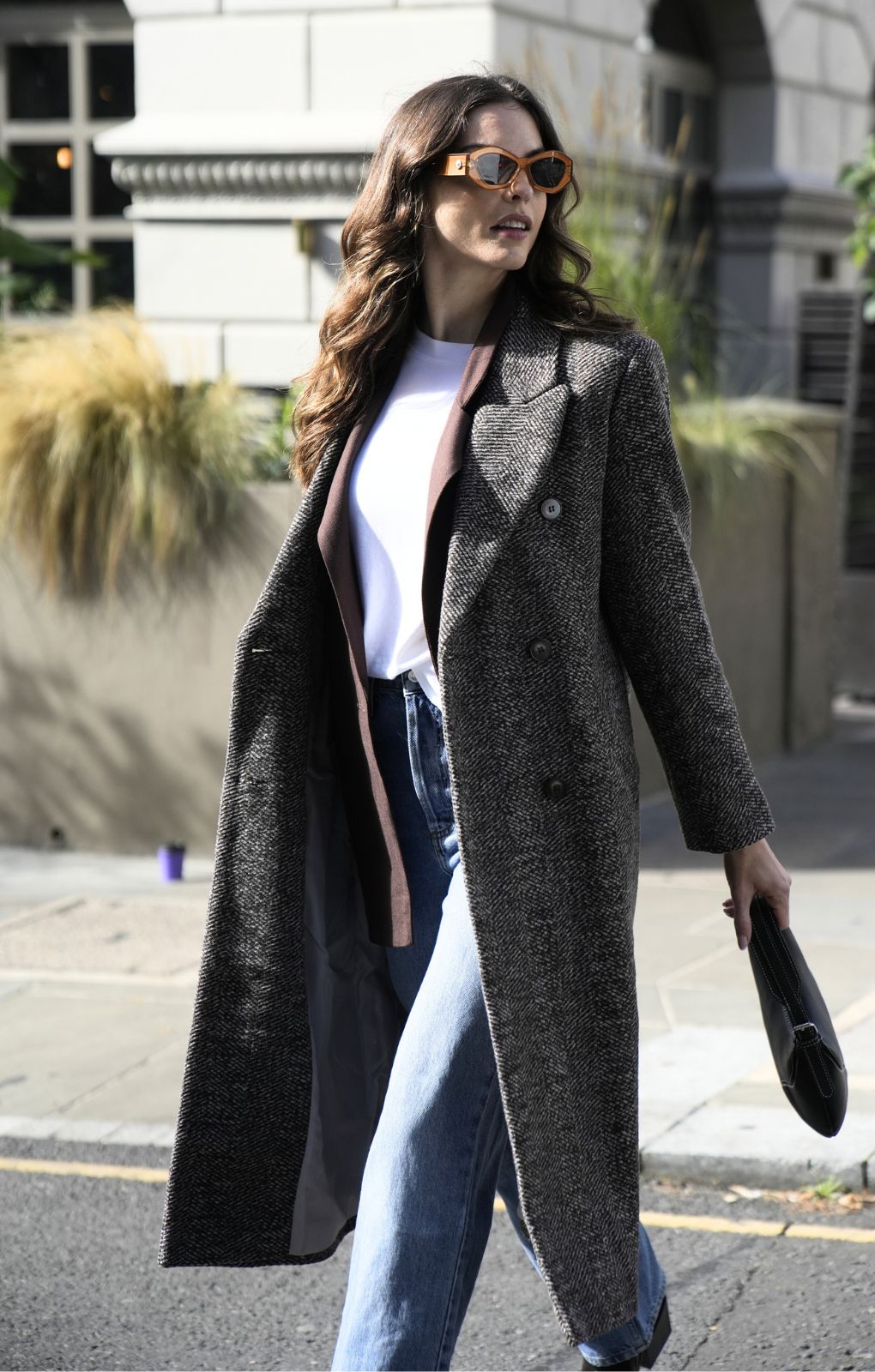 Herringbone check coat topshop best sale