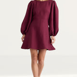 Nobody's Child Burgundy Balloon Sleeve Zora Mini Dress