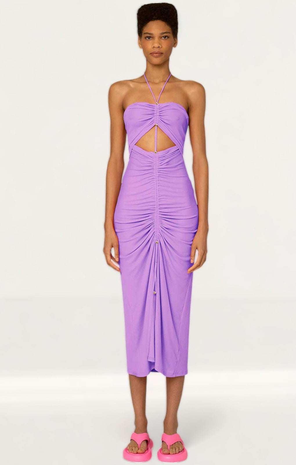 ASOS LUXE faux feather low back cami bodysuit in lilac
