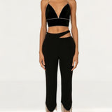 Amy Lynn Marcella Diamante Crop Top & Prince Diamante Fringe Trousers