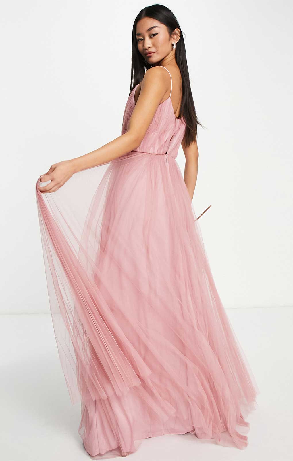 Asos design fashion tall cami pleated tulle maxi dress