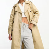 ASOS DESIGN Longline Trench Coat in Stone