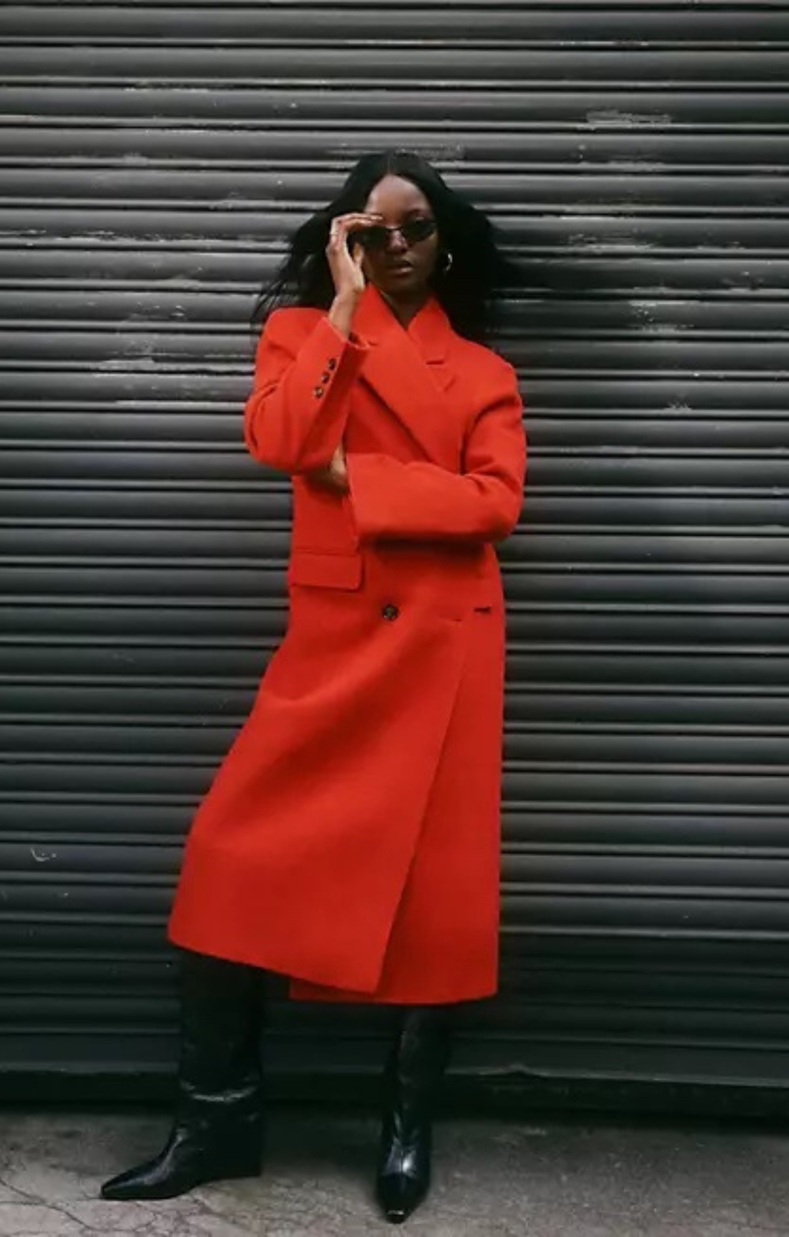 Rent Asos Design Twill Dad Wool Mix Coat in Red Hirestreet