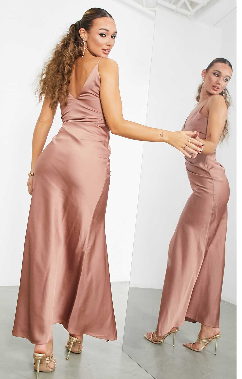 Rent Asos Edition Satin Cami Maxi Dress With Drape Detail In