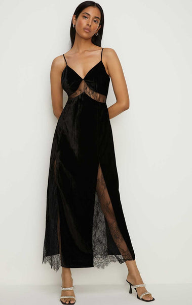 Rent Oasis Velvet Lace Mix Strappy Maxi Dress Hirestreet