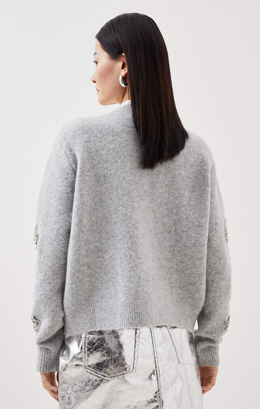 Rent Karen Millen Wool Knit Grey Cardigan Hirestreet