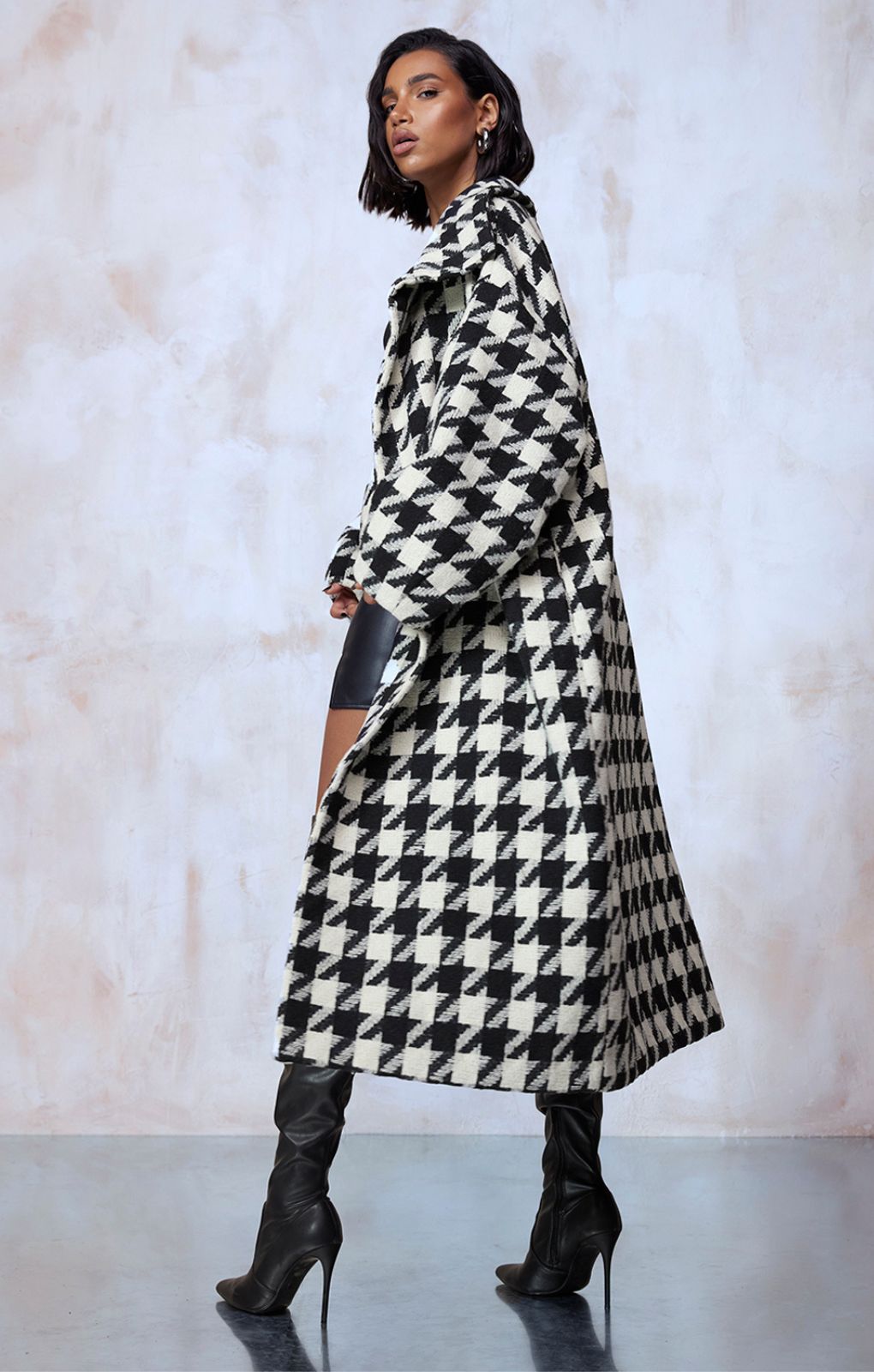 Black and white checkered coat best sale