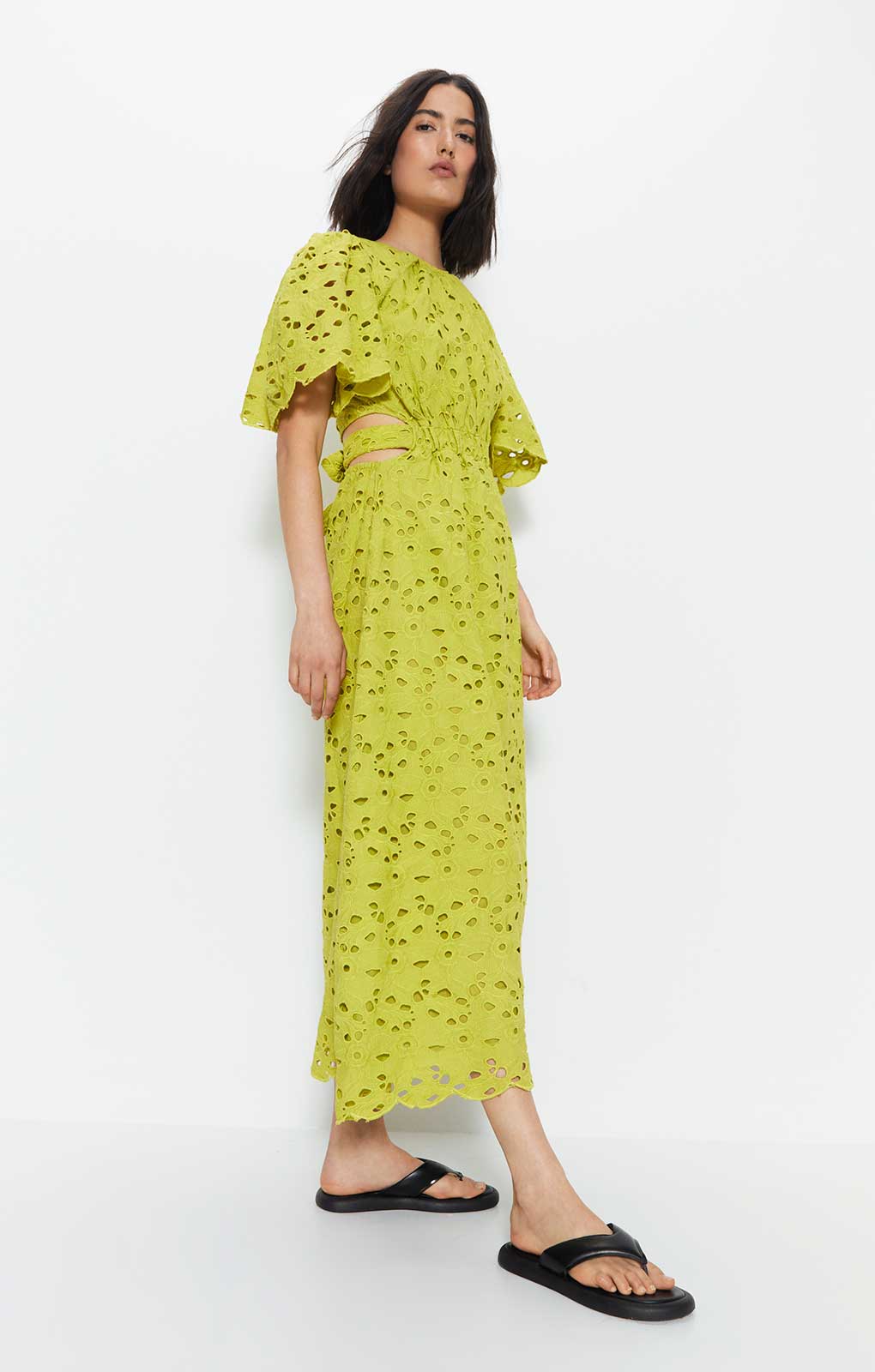 Warehouse shops green lace midi dress