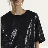 Glamorous Sugar Black Oversized Sequin Tee