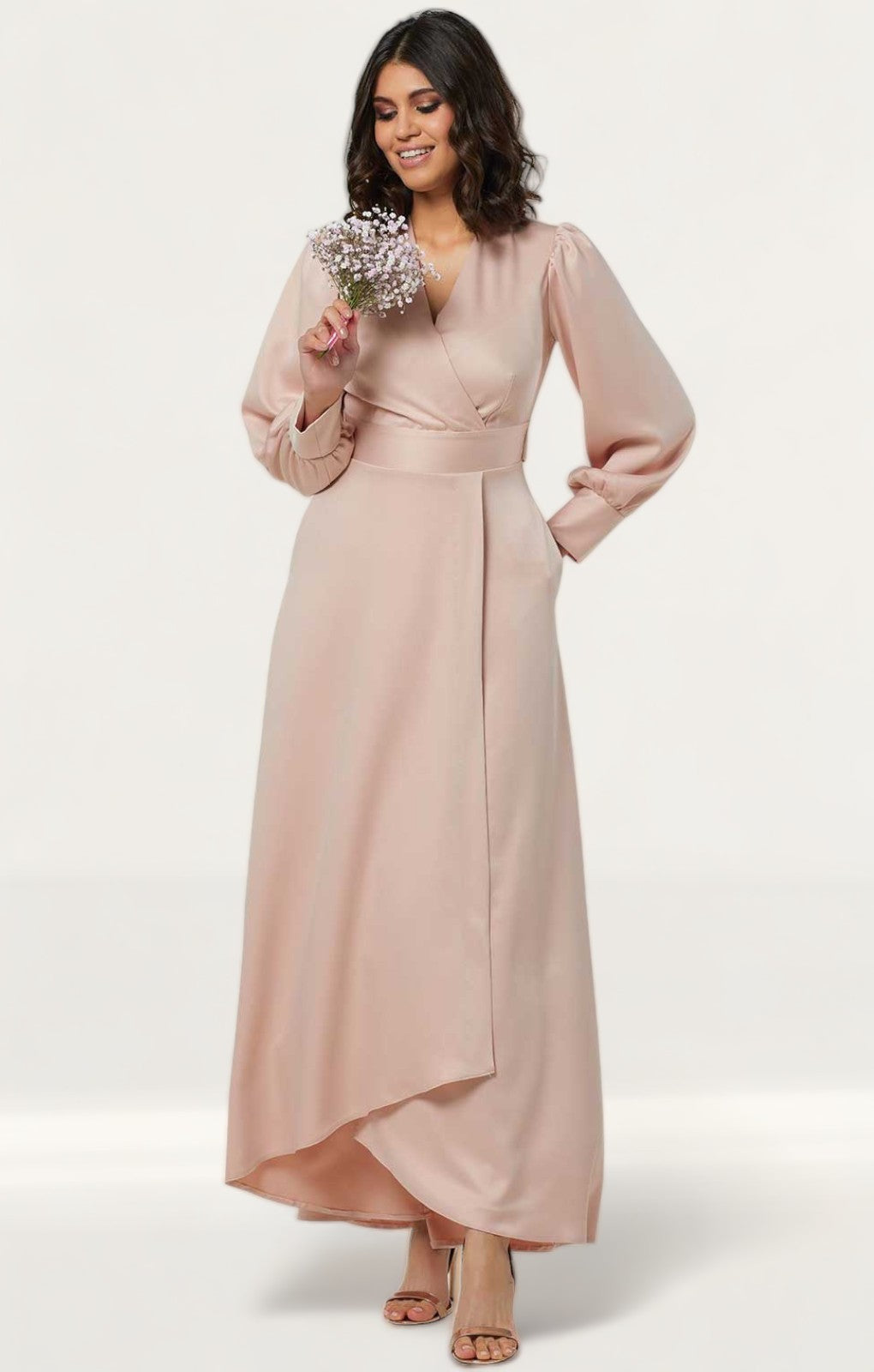 Closet London Blush High-Low Wrap Dress