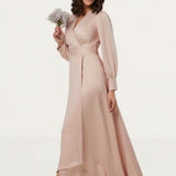 Closet London Blush High-Low Wrap Dress