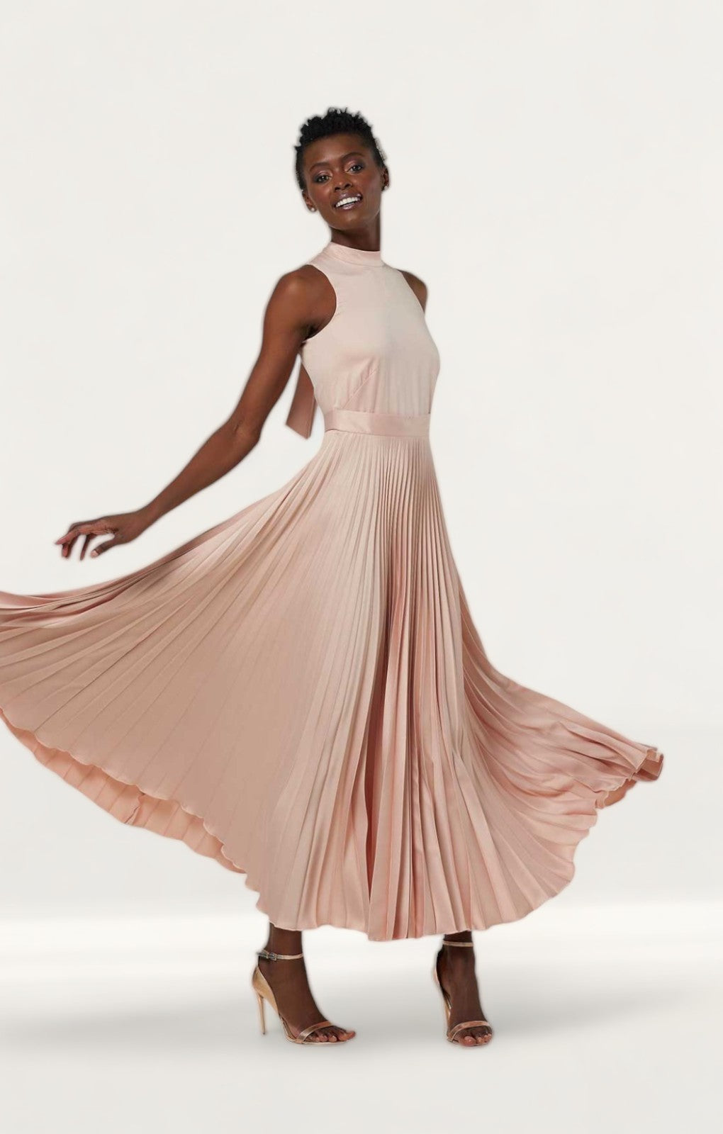 Closet London Blush Pleated Skirt Dress