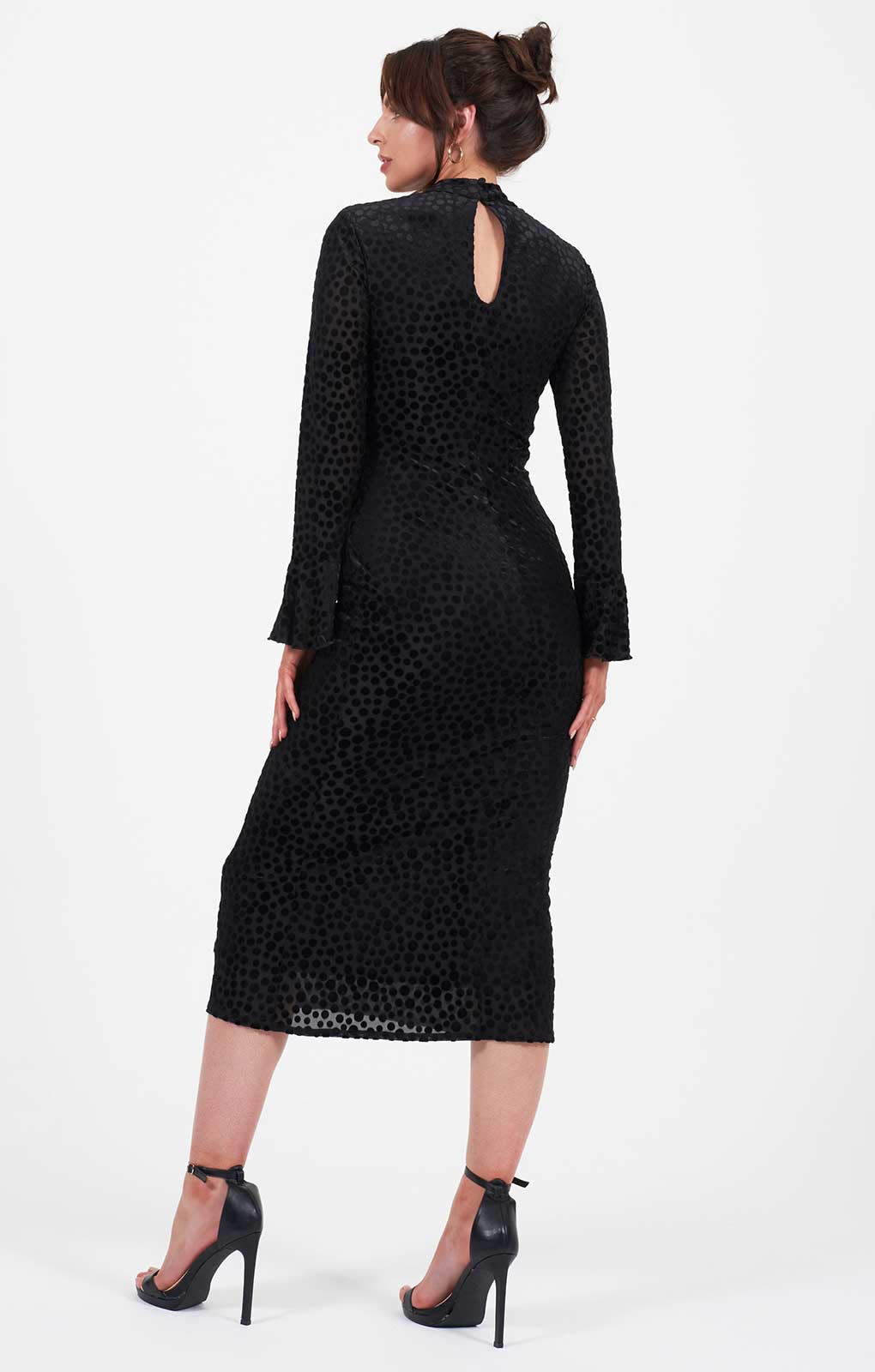 Little Mistress Black Flute Sleeve Midaxi Dress