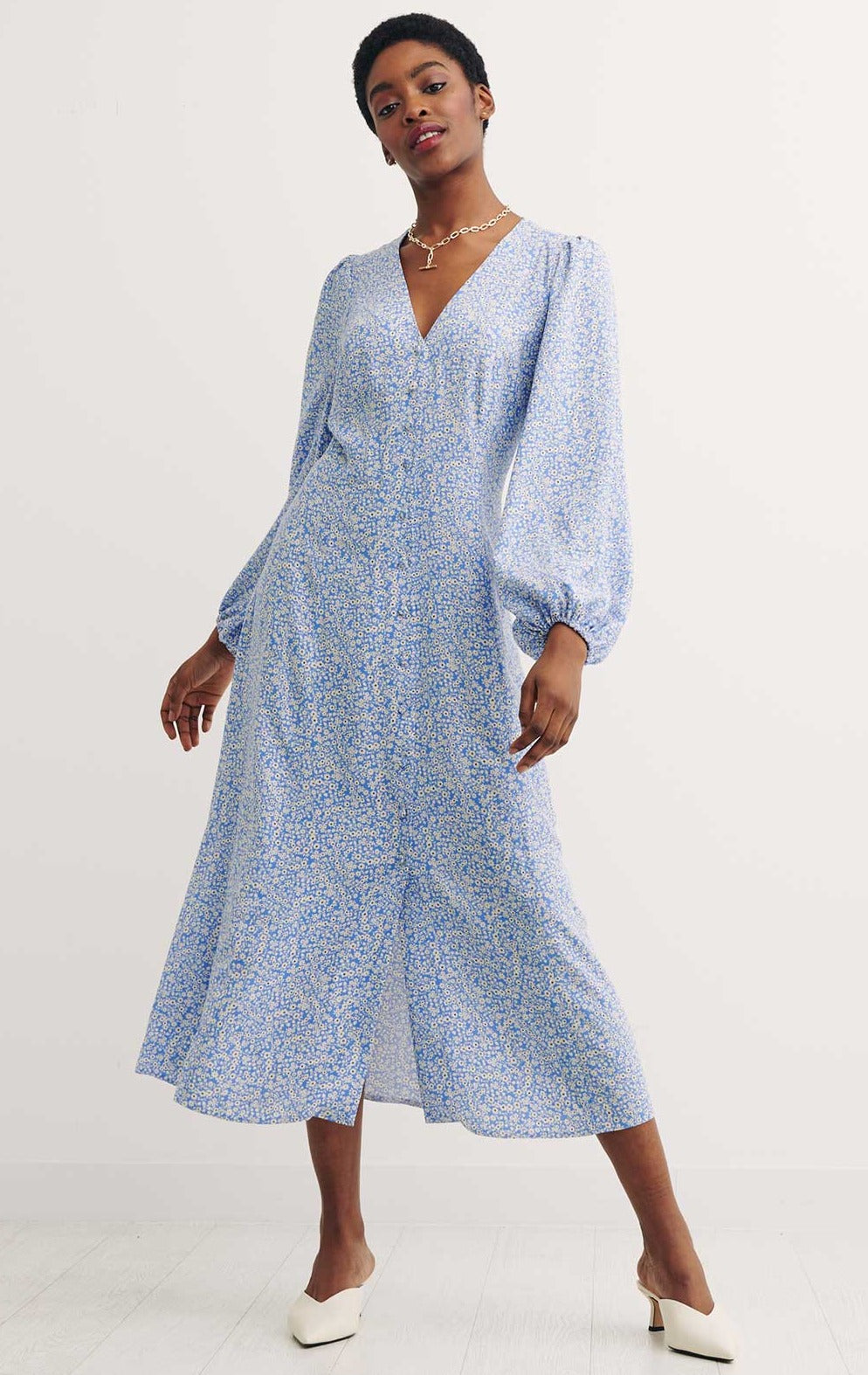 Nobody's Child Marlow Ditsy Blue Lara Midaxi Dress