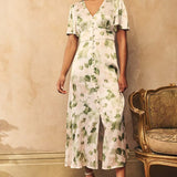 Nobody's Child Green Floral Satin Erin Midaxi Dress