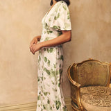 Nobody's Child Green Floral Satin Erin Midaxi Dress