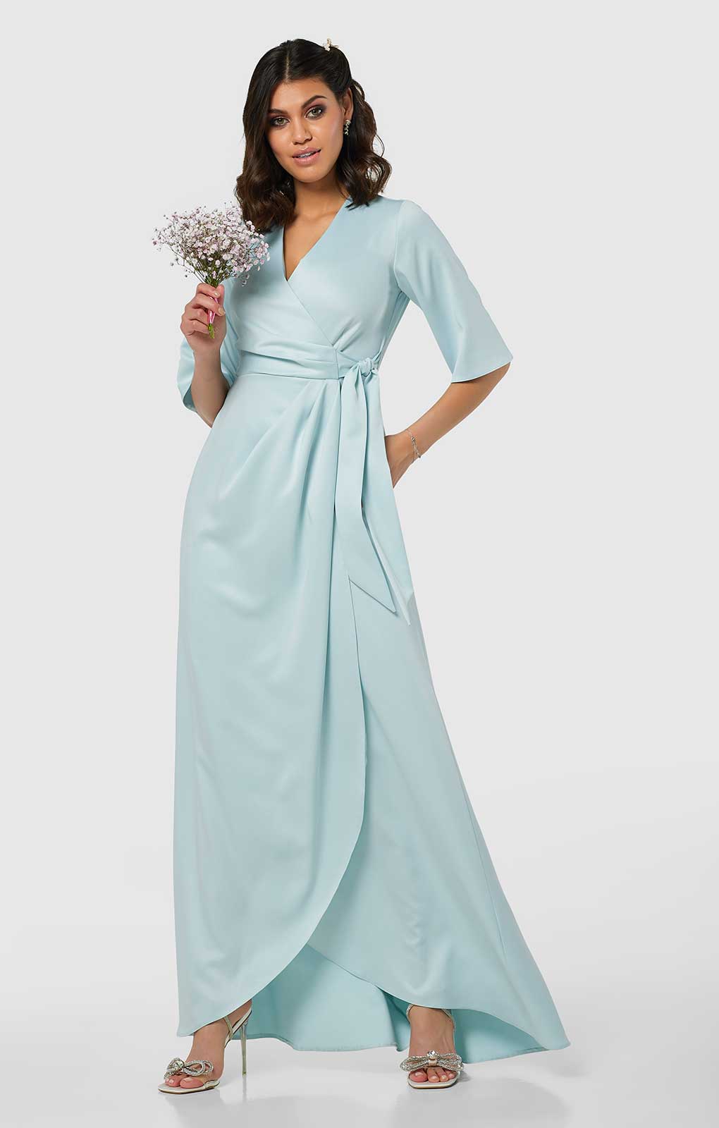 Closet London Light Blue Pleated A-Line Dress