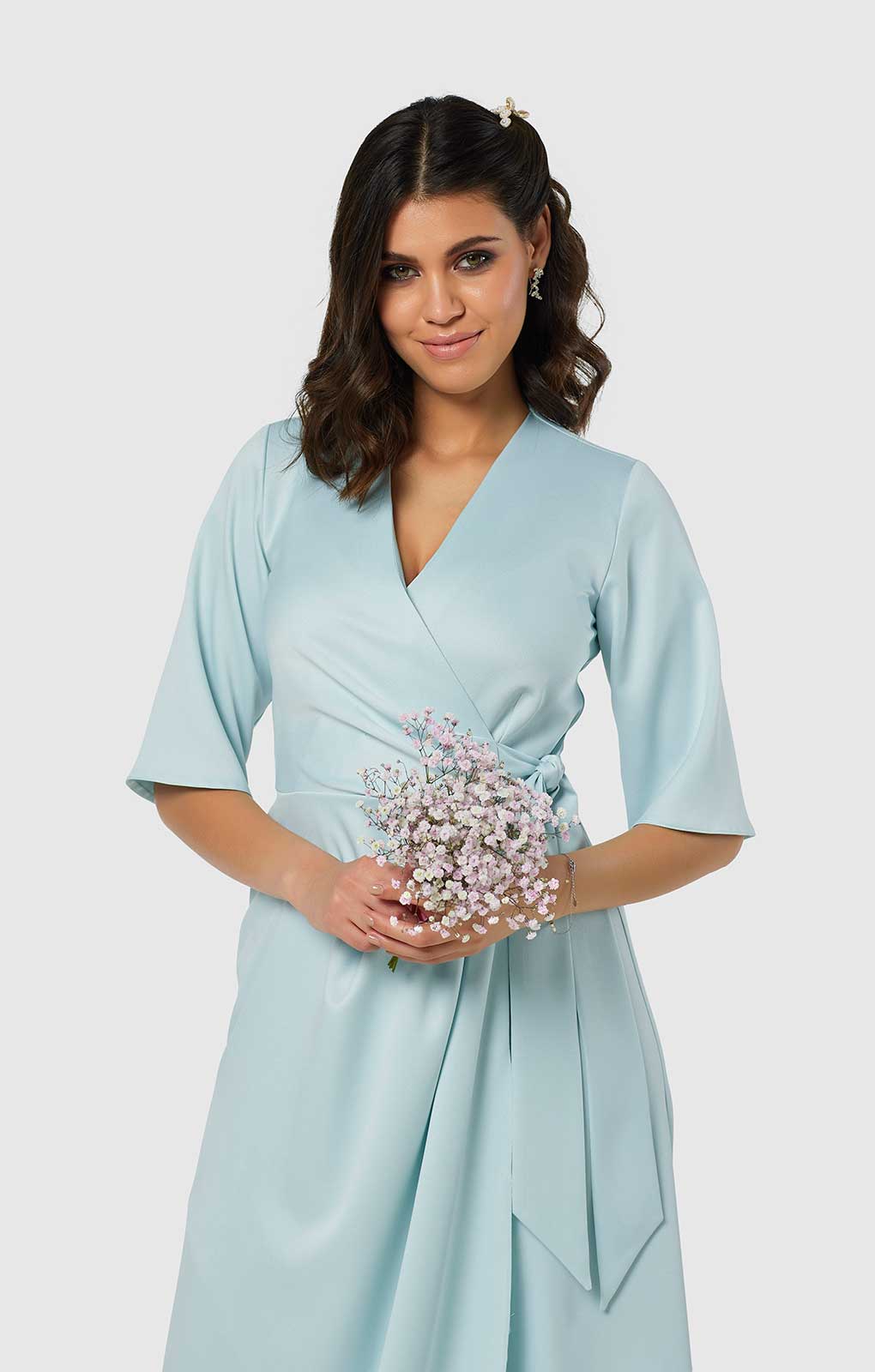 Closet London Light Blue Pleated A-Line Dress